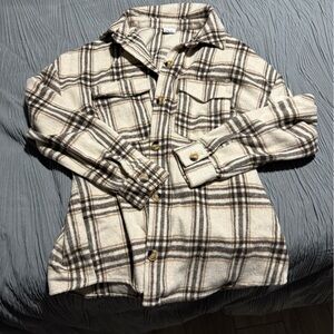 Cozy Casual Plaid Button Down Shirt - Cream and Brown